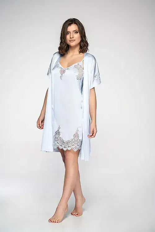 Халат зі штучного шовку light blue 2005/1 Shato