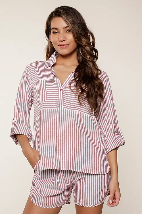 Піжама soft bordeaux stripe 7919SET Linga Dore